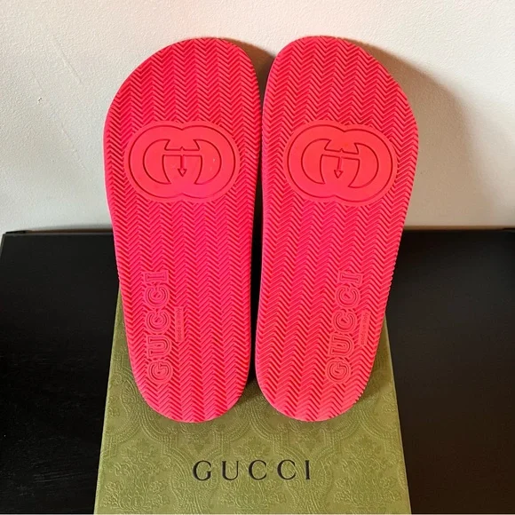 Gucci Women’s Criss Cross Red and Green Slide Sandals 39 - Picture 8 of 10